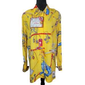 VTG Liz Claiborne Collection Womens Nautical Button Up Long Sleeve Blouse Sz 6